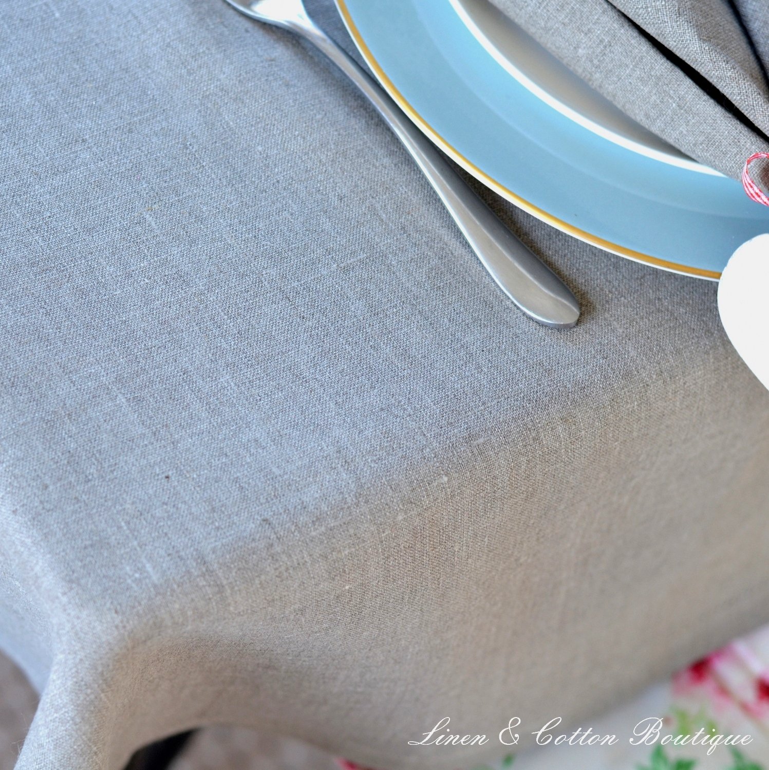 LINEN & COTTON Tovaglia da Tavola Elegante Con Orlo A Giorno in Tessuto Florence - 100% Lino, Beige Naturale (143 x 300 cm) Tovaglia Ricamata Rettangolare Grande per Casa Cucina Ristorante Matrimonio