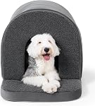 Pelzin Orthopedic Dog Bed with Cover Cave - Indoor Dog House with Egg-Crate Foam - Sound-Absorbing Pet Tent with Porch - Ideal for Medium Breeds & Fits 77cm Crate - 74x46cm