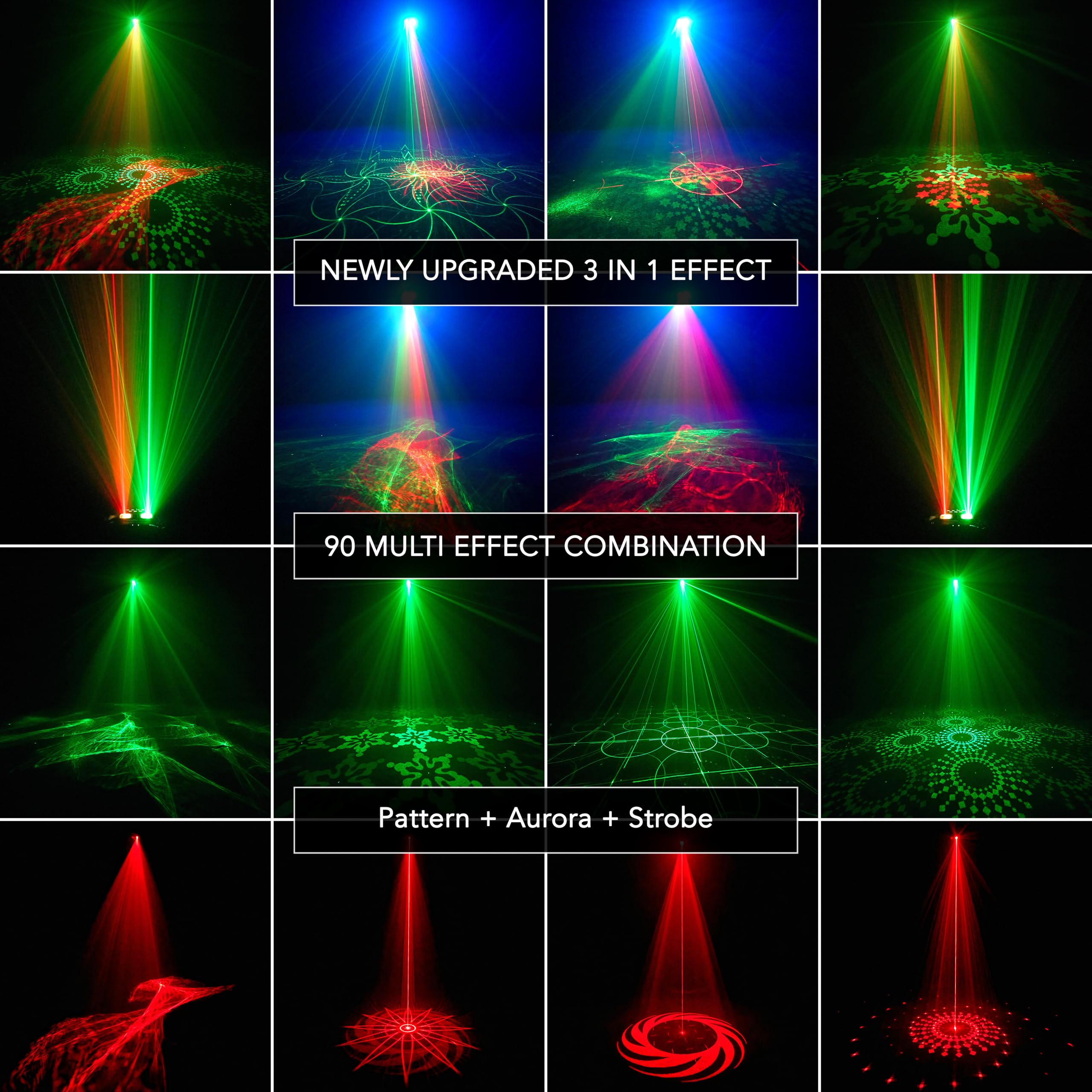 DJ Disco Party Light – Proiettore LED RGBW attivato dal suono con luci stroboscopiche e aurora, telecomando luci da palcoscenico per bambini, matrimoni, compleanni, karaoke e feste in casa