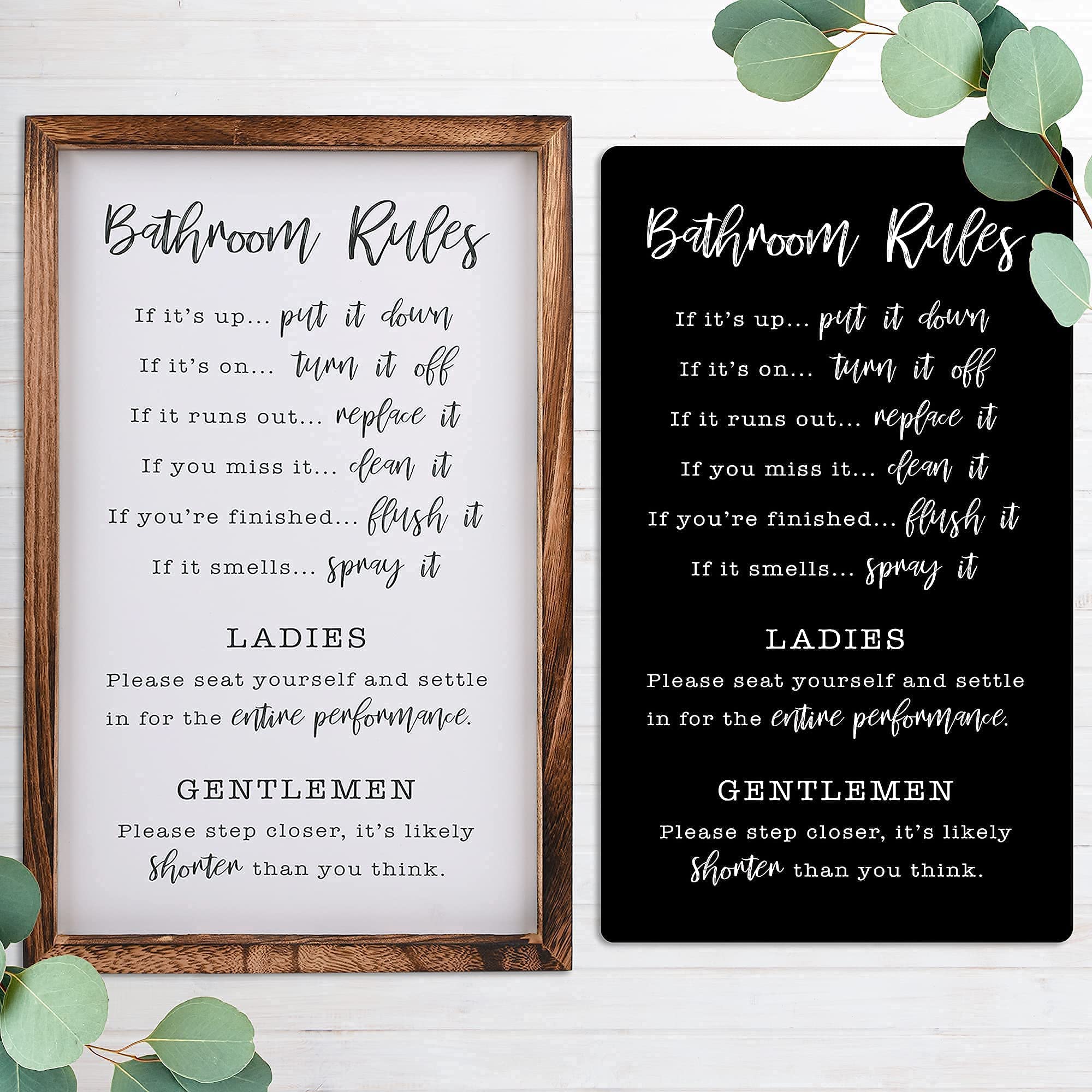 Farmhouse Bathroom Wall Decor Set of 2 Funny Bathroom Signs with