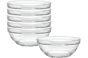 Duralex Lys 6.75-Inch Stackable Clear Transparent Glass Plate Bowls, Set of 6