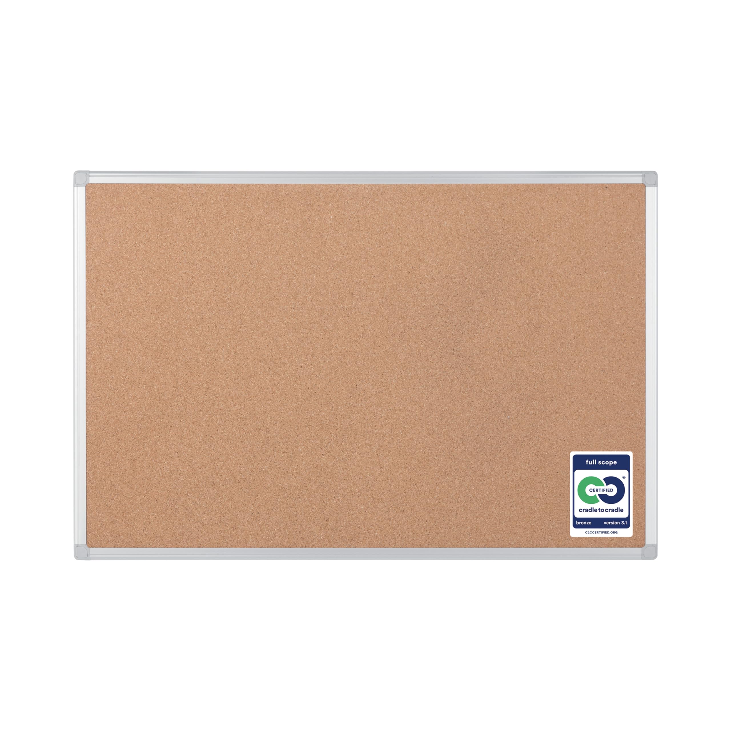Bi-Office Earth - Tablero de Corcho, 120 x 90 cm, Tablón de Anuncios con Marco de Aluminio