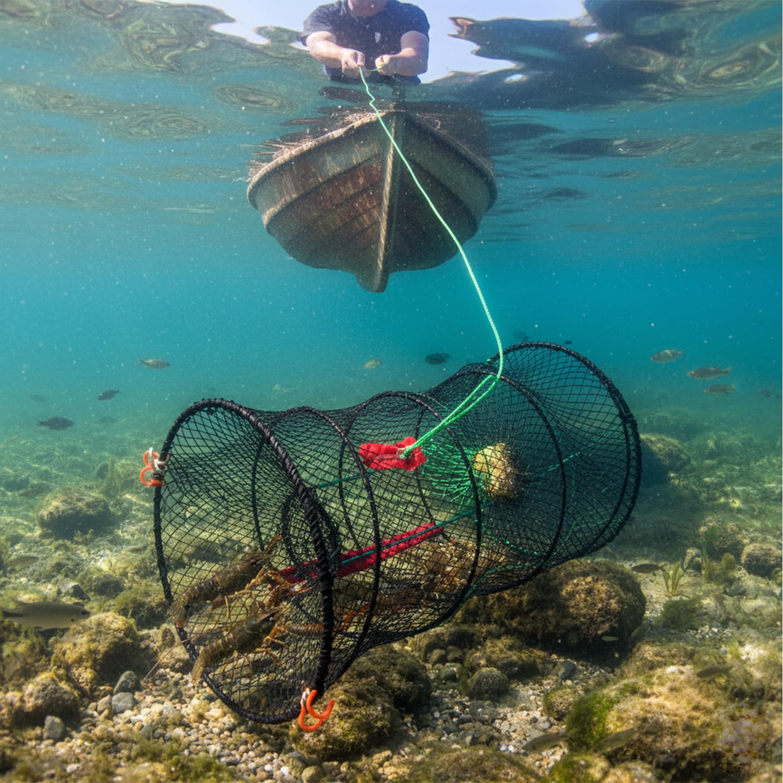 Piège à crabe pliable – Panier à poisson polyvalent pour crabes, crabes, crevettes, écrevisses, écrevisses, facile à appâter et à ranger