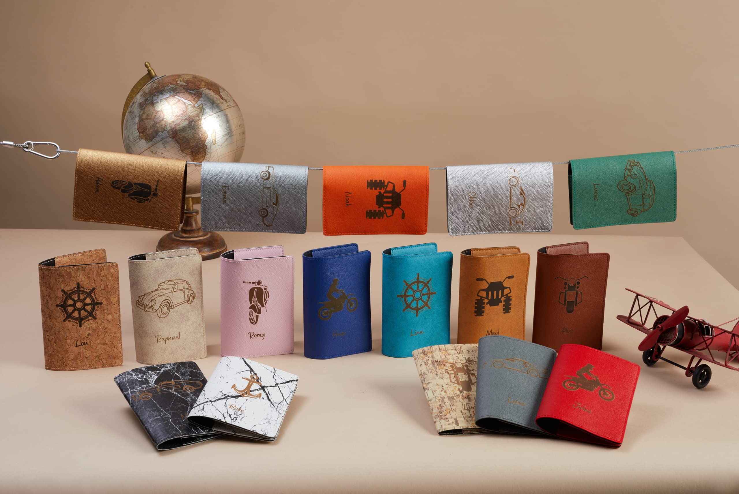 Porte Carte Grise Personnalisé, Pochette Made in France, Étui 100% Personnalisable, Protège Carte Grise Voopies, Protection Carte Grise Cuir. (Bleu Ciel)