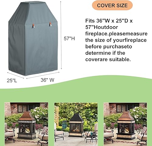 Miniatura 2 de Funda para chimenea al aire libre, tela Oxford resistente al agua para proteger el patio vertical al aire libre, cubiertas de chimenea de leña, 36 x