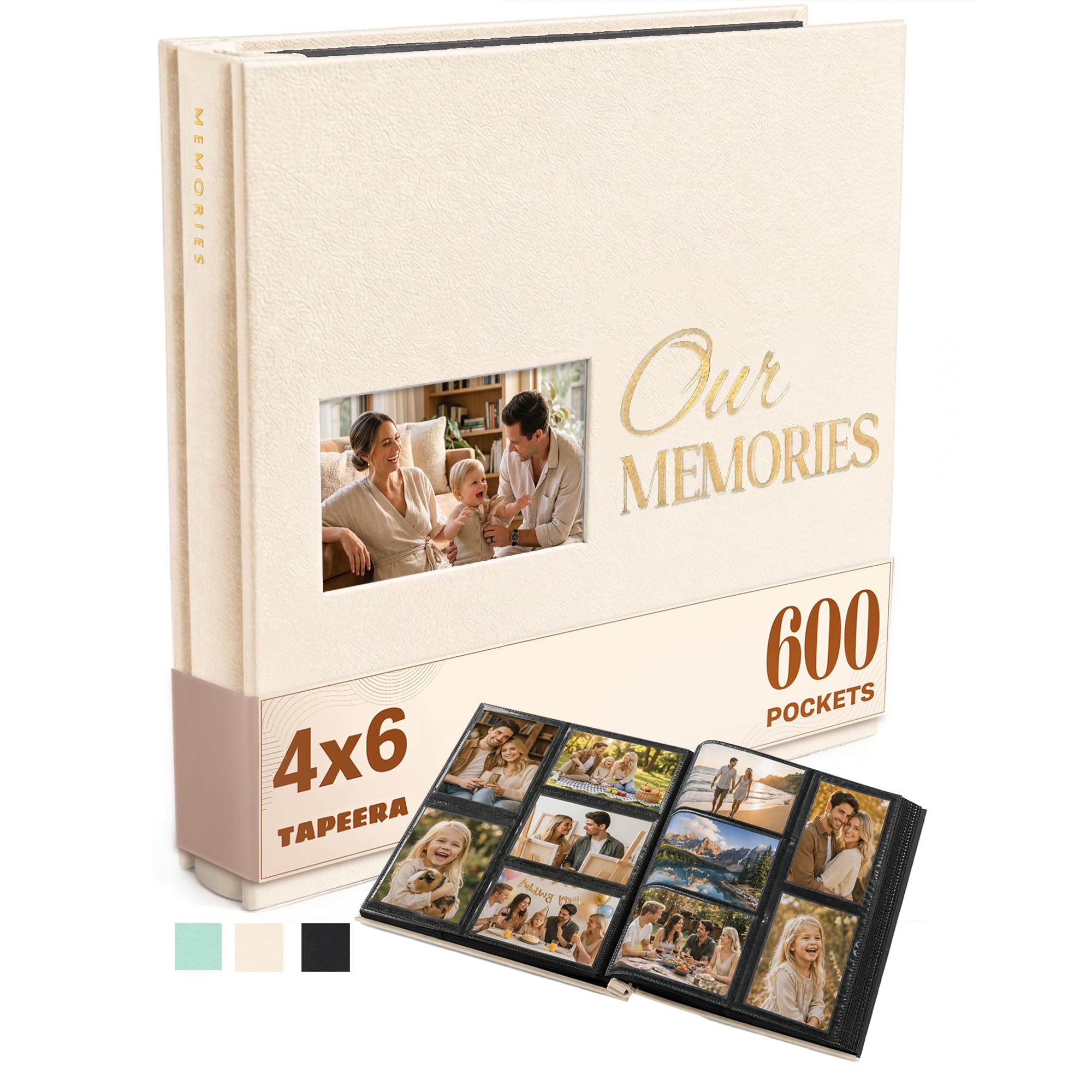 Hardcover Memories Photo Album 6x4 with 600 Pockets - Family Photo Album
