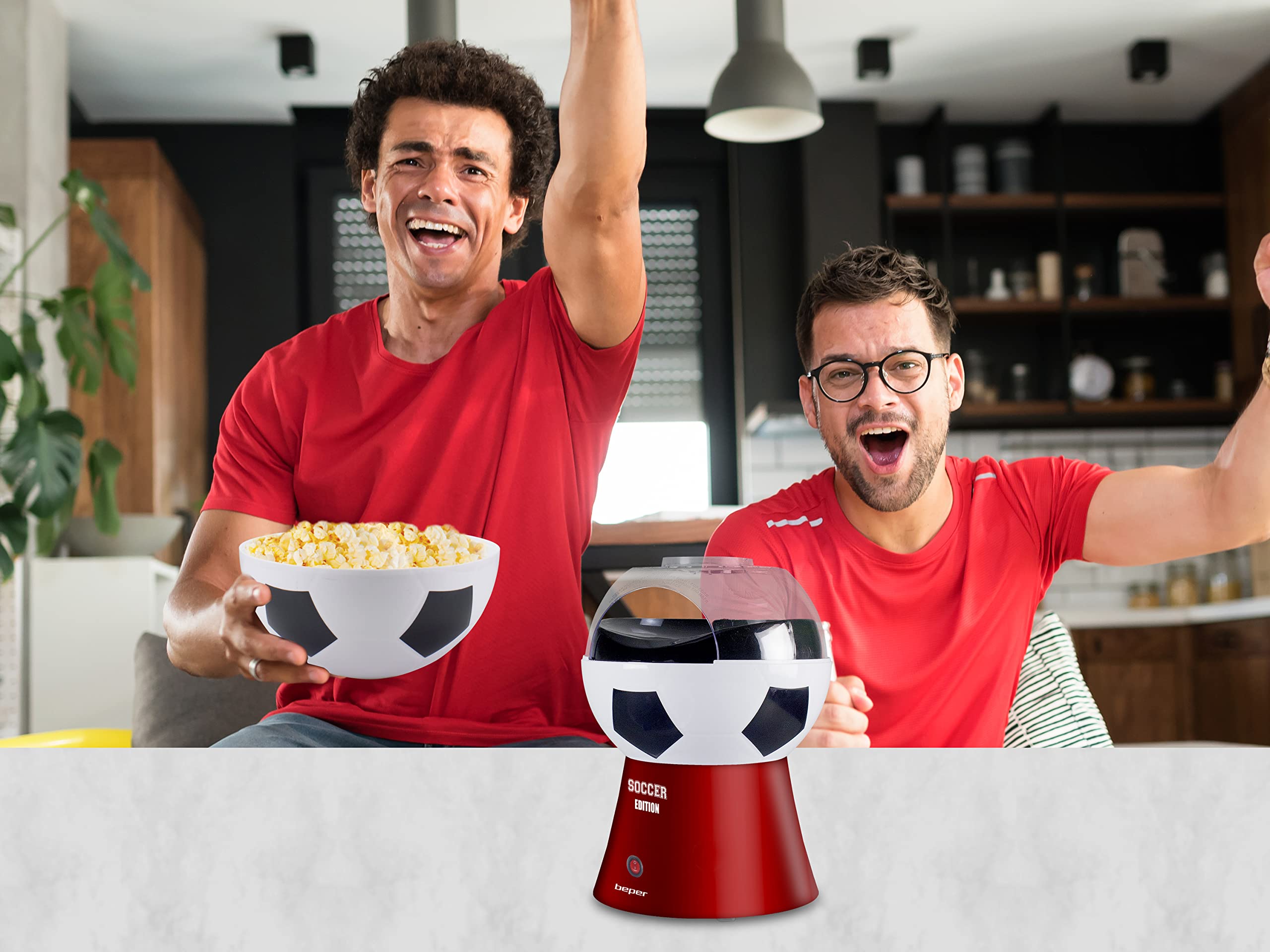 BEPER P101CUD051 Maszyna do popcornu Football Edition - beztłuszczowa maszyna do popcornu w 3 minuty
