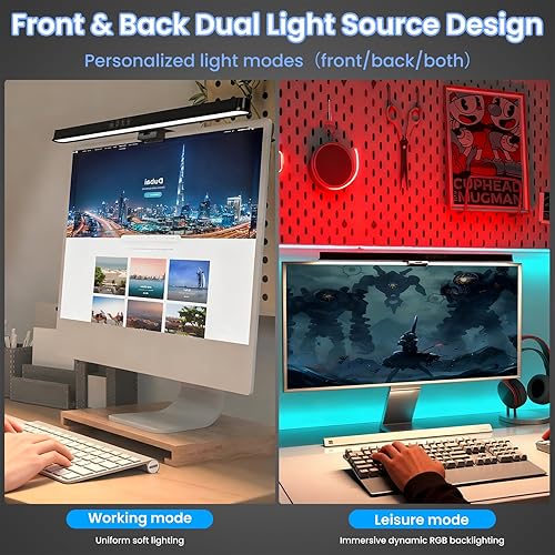 Miniatura 2 de HomeBeyond Barra de luz para monitor, lámpara LED USB para pantallas curvasplanas, lámpara de escritorio regulable para el cuidado de los ojos con