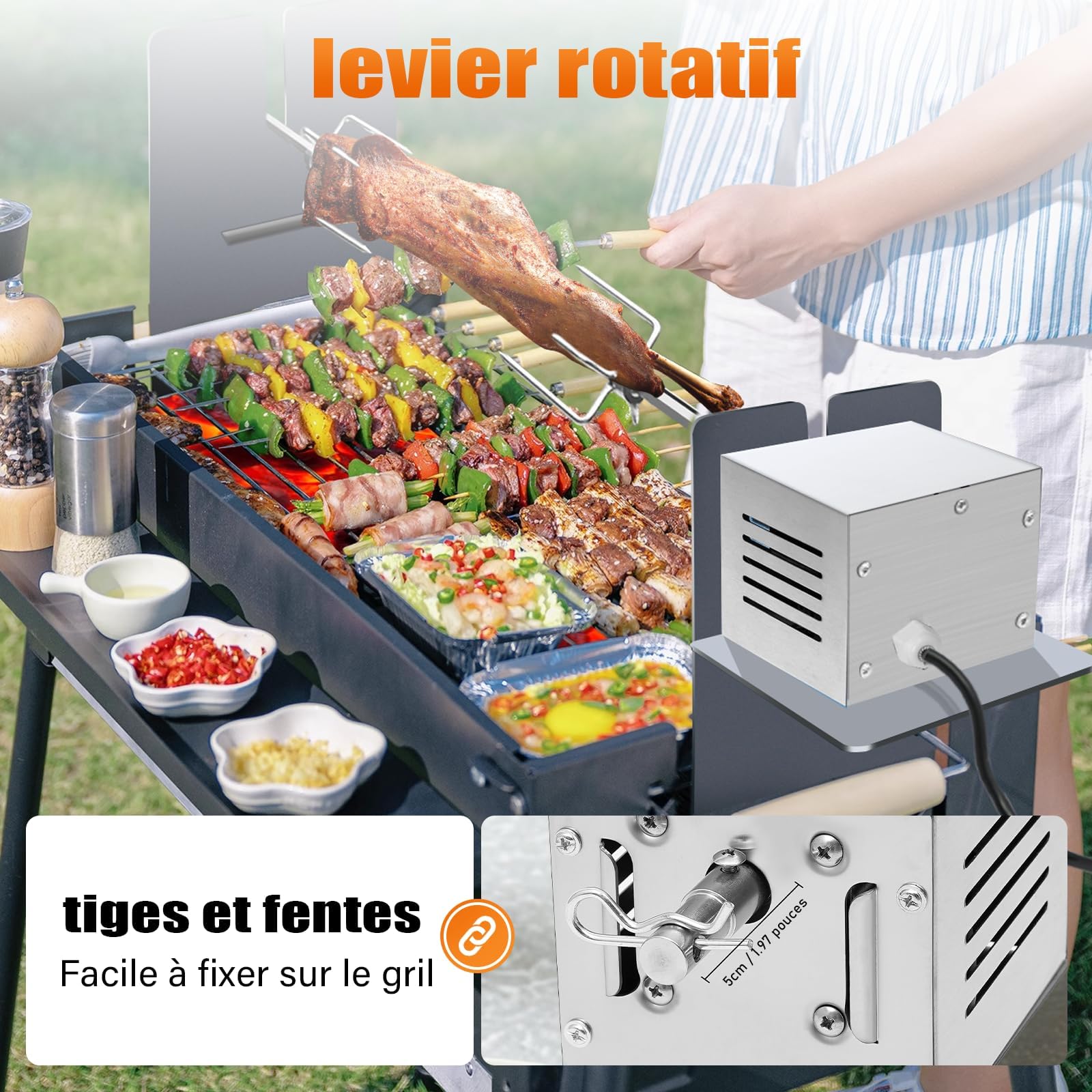 Silnik do grilla 60 kg grill ze stali nierdzewnej piec silnik elektryczny - kurczak koza kurczak grill rożen wrzeciona - do grillowanych potraw 2,5 r/min 220 V