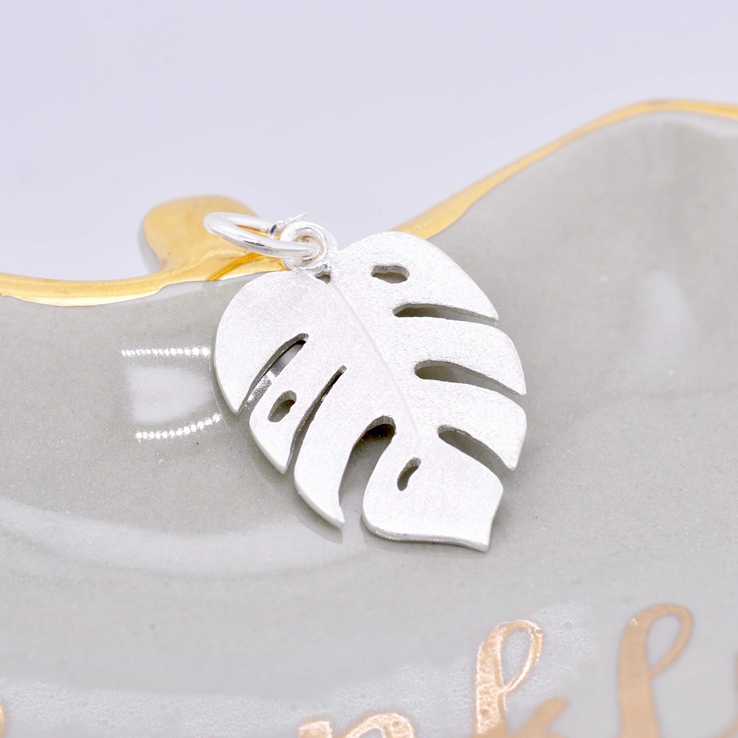 Monstera Leaf Necklace In Sterling Silver 18" Chain - Image 7