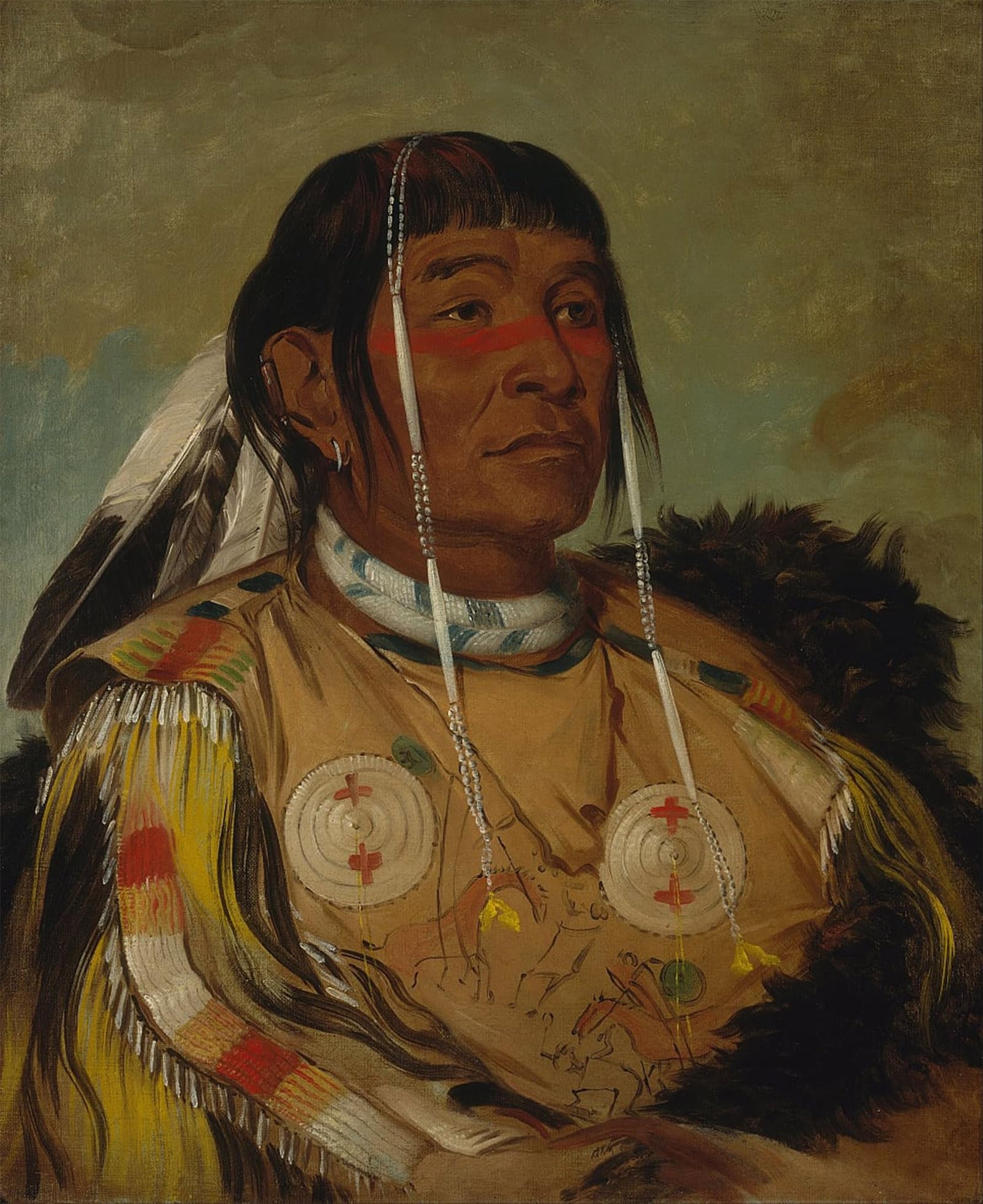 SERENDIPITP Vintage Picture Print on Canvas Wall Art Poster the Six Chief of the Plains Ojibwa by George Catlin Artwork Print Poster for Wall Decor 60x90cm