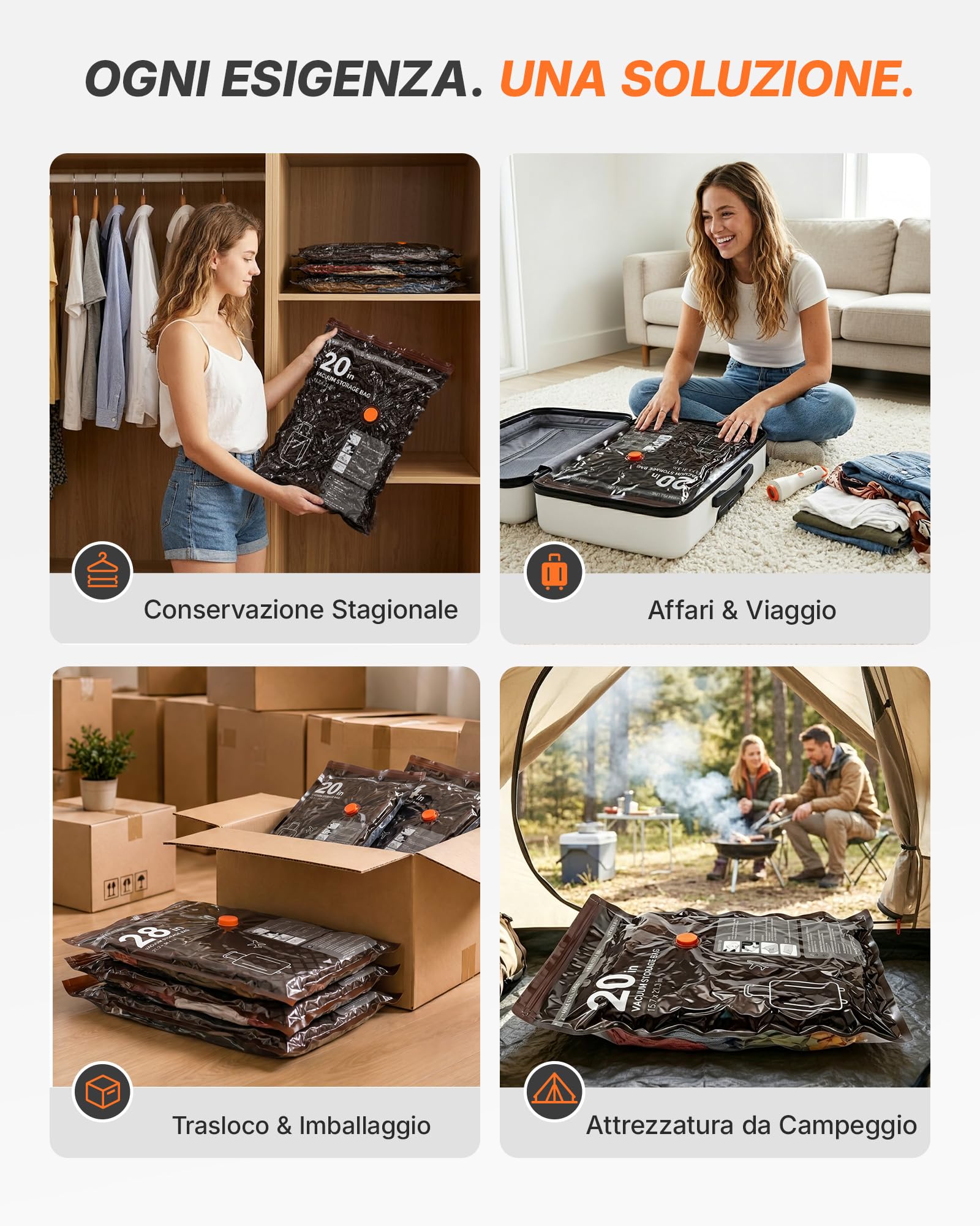 Sacchetti Sottovuoto Vestiti con Pompa Sottovuoto Senza Fili, 10 Pezzi (4 * 54x40、4 * 64x47、2 * 74x54cm) – Per Viaggio, Valigia e Armadio – Pompa Sottovuoto da Viaggio Wireless