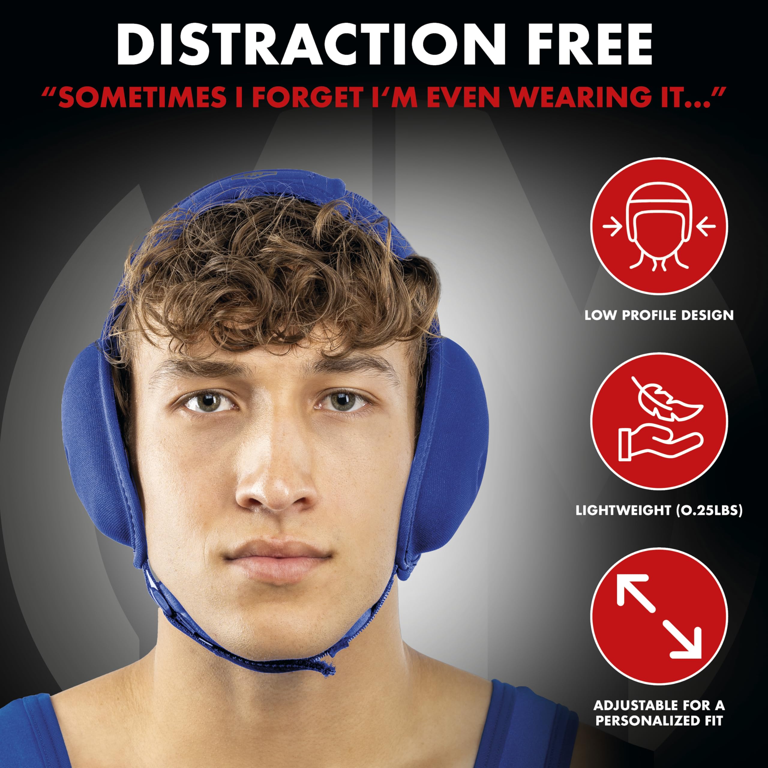 Matman Equipo de Cabeza de Lucha Libre Ultra Suave Ajustable, Protector de oídos, Adulto Joven