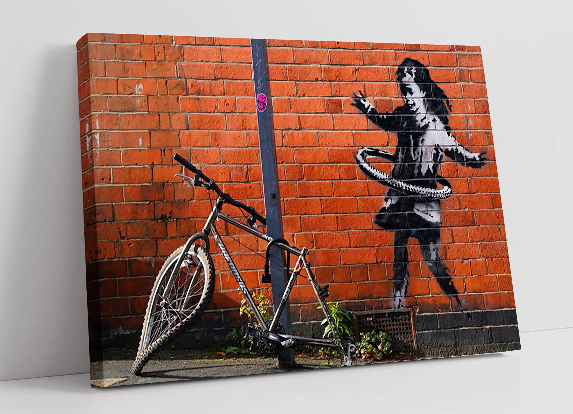 Canvasartshop Girls Orange - Banksy Hula Graffiti- Canvas Wall Art Picture Print (18X12)