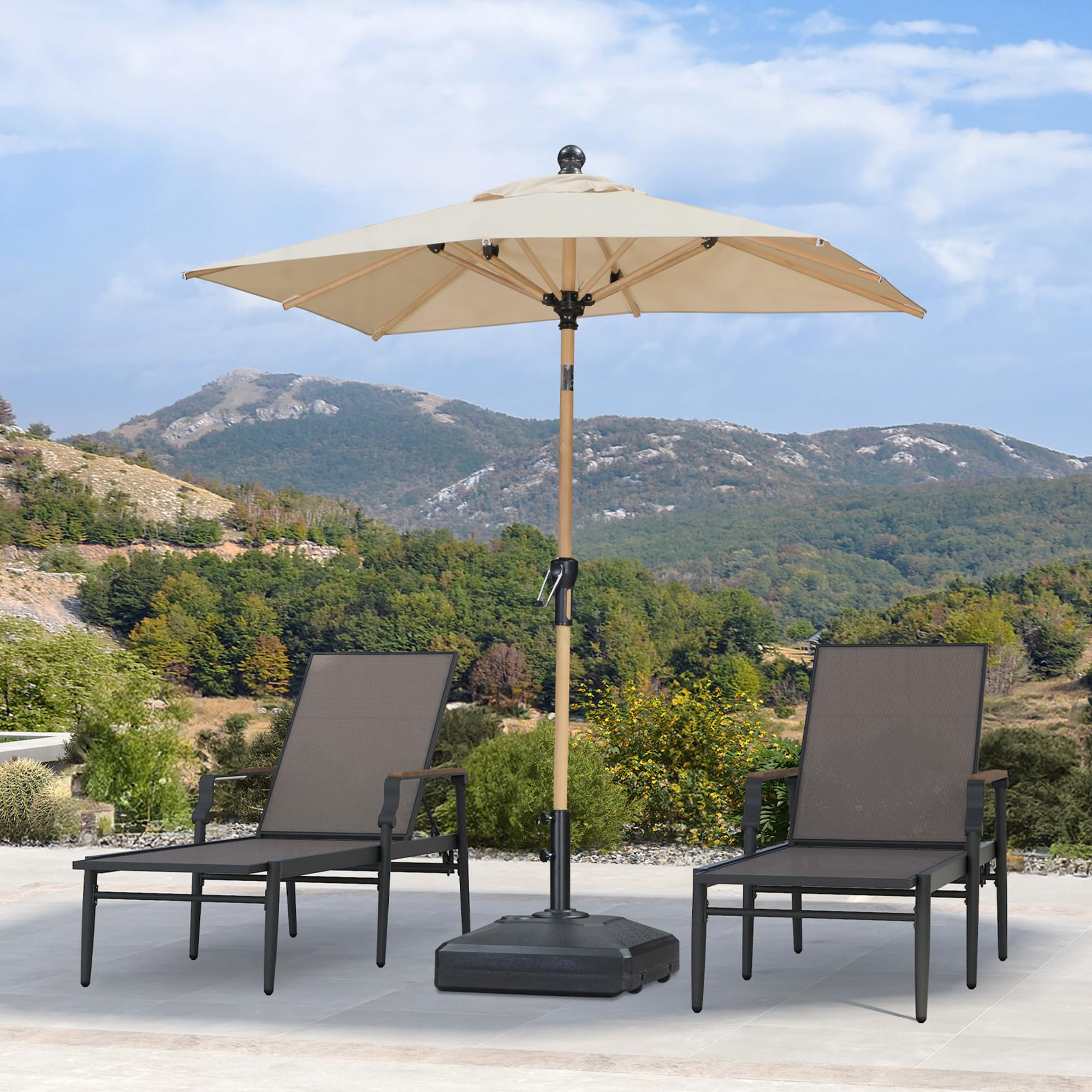 PURPLE LEAF Parasol Rectangulaire 1,2 x 1,8 m Aluminium en Teck Beige