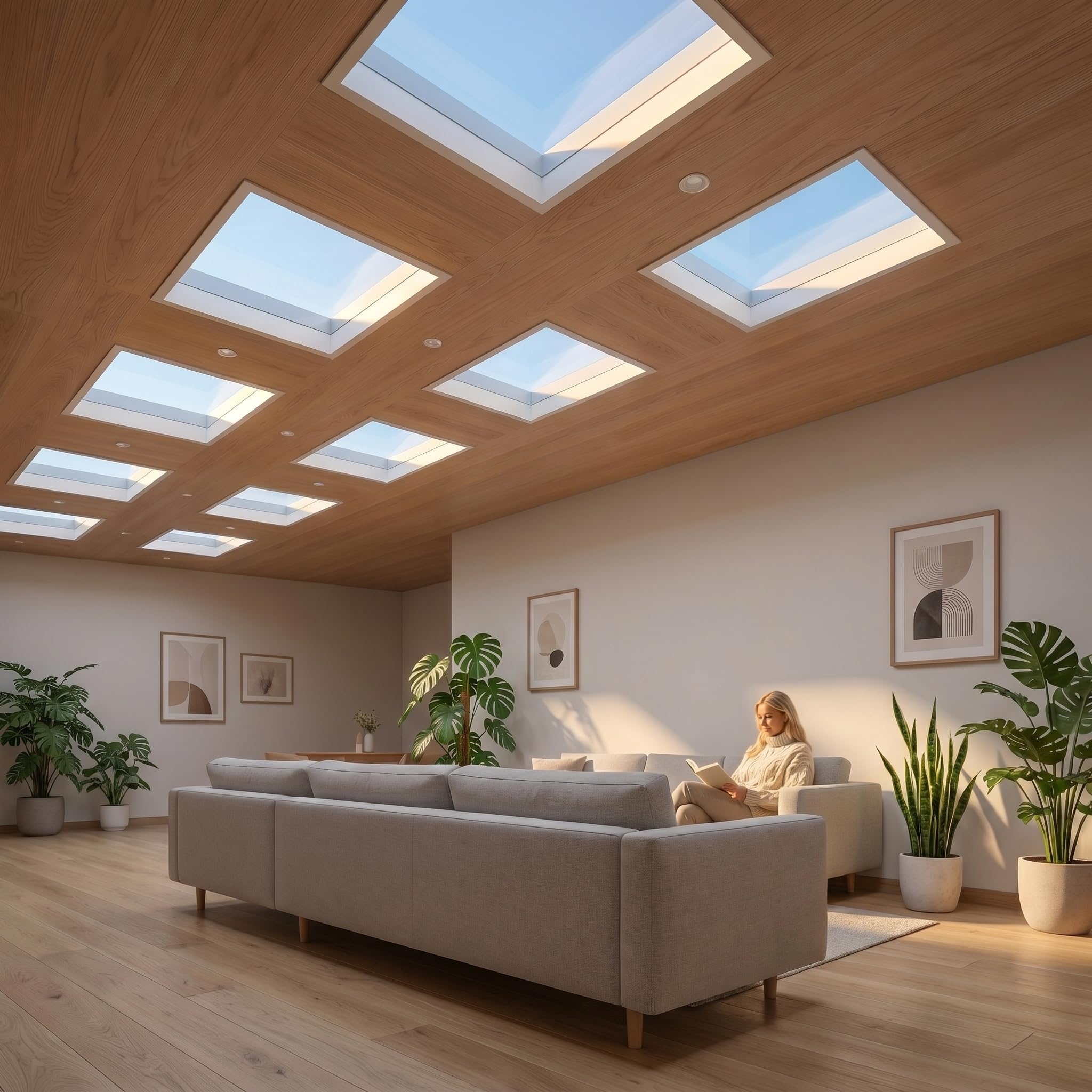 Barcelona - Pannello LED effetto cielo SKYWIN SR SMART 45 W 3375 lm 60 x 30 cm | CCT 1800 K-20000 K | Luce circolare intelligente | Controllo Tuya Bluetooth + Telecomando | Pannello Skylight Ultraslim