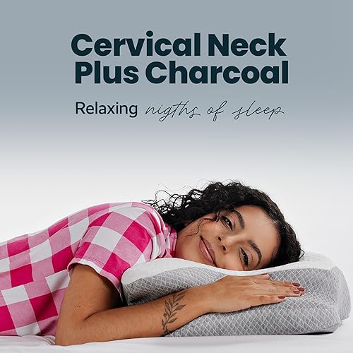 Miniatura 9 de IWS I WANNA SLEEP Cervical Original Neck Plus Charcoal Premium - Almohada ergonómica de espuma viscoelástica de carbón activado hipoalergénica para