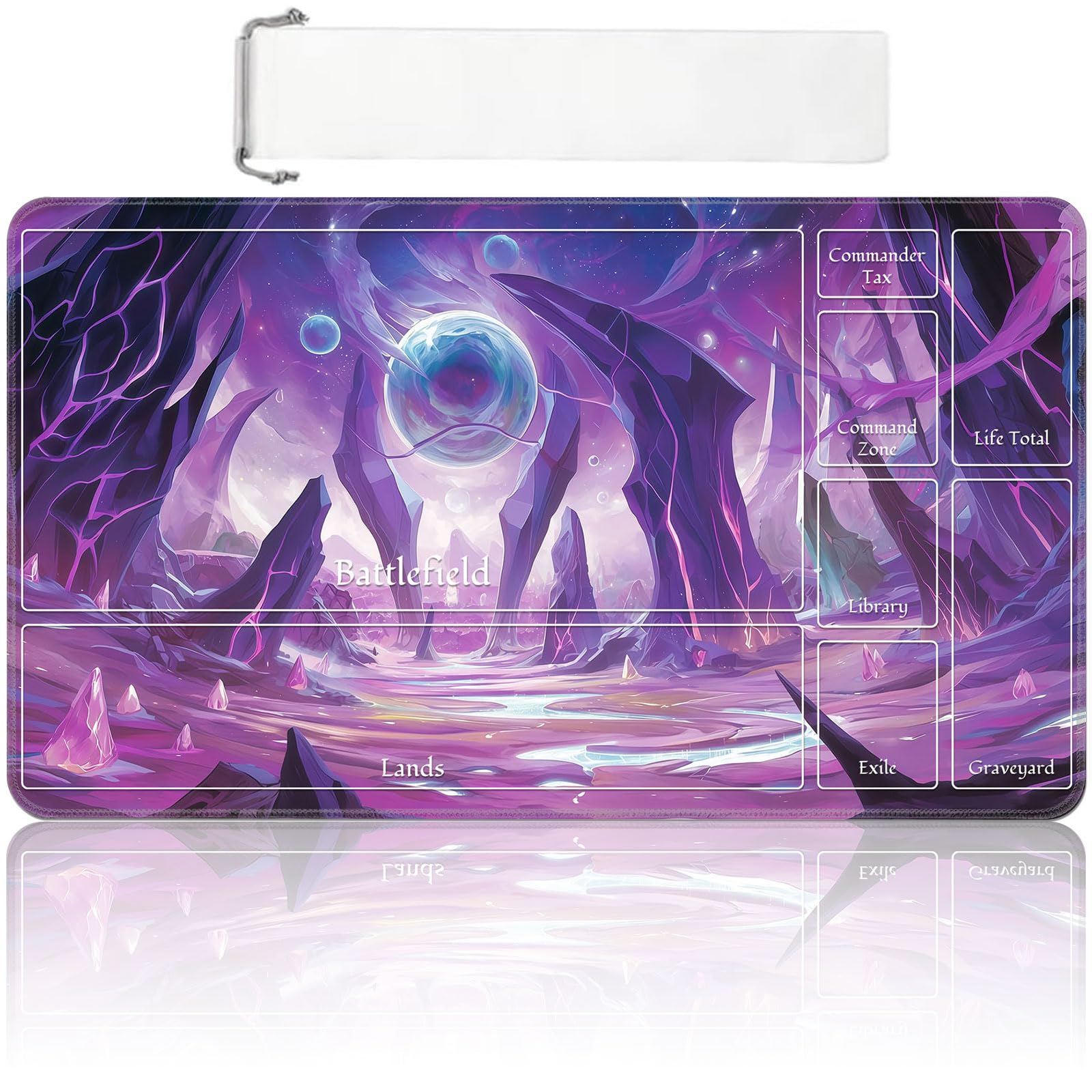 MTG Playmat with Zones 24x14 Inch – Trading Card Game Mat for Magic The Gathering, TCG Playmat with Free Storage Bag, Non-Slip Rubber Base Card Battle Play Mat, Arcane Portal