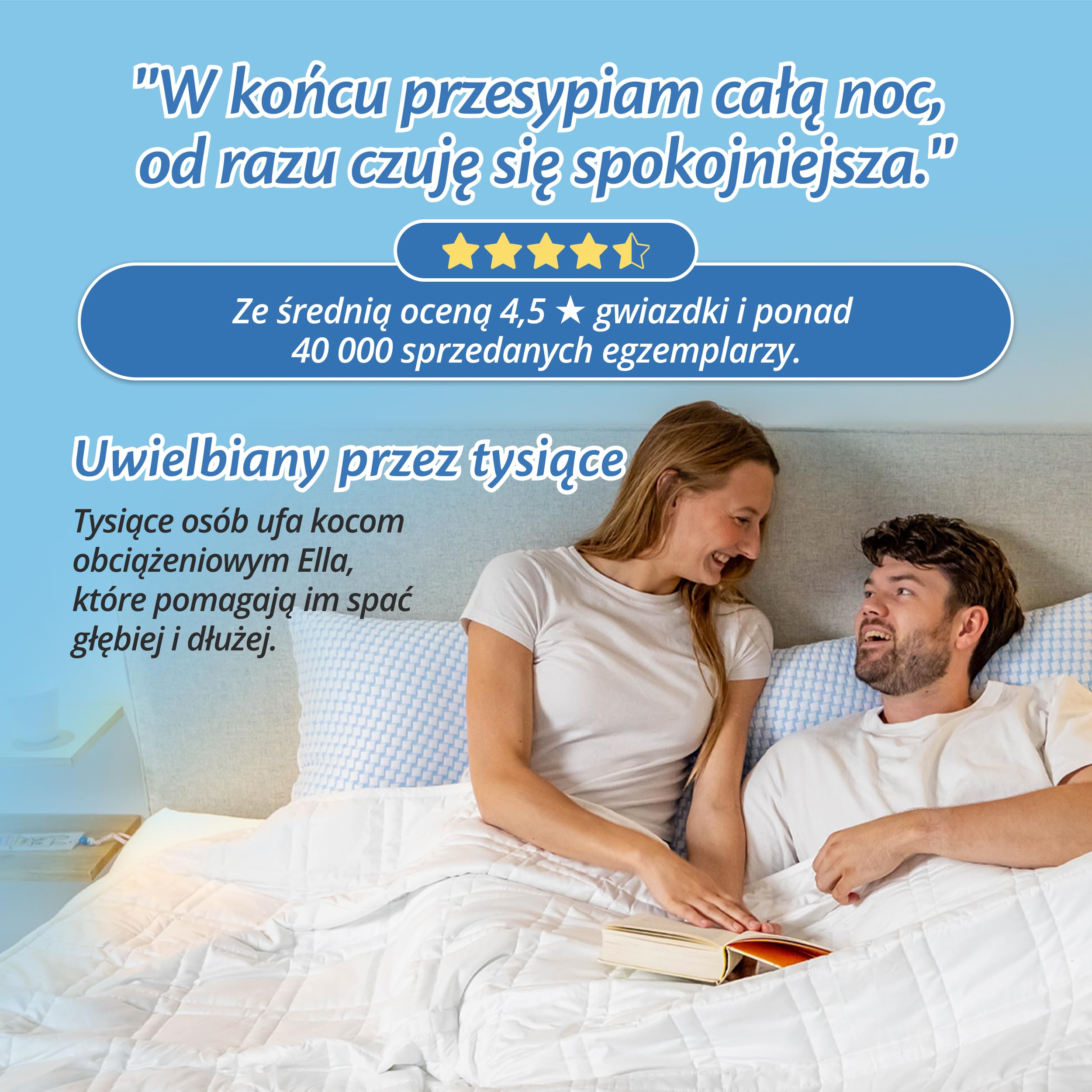 Ella Kołdra Obciążeniowa dla Dorosłych 9kg 150x200 cm - Relaksujący i Uspokajający Koc Sensoryczny - 7 powłok, Hipoalergiczne Wypełnienie, Bawełniana Powłoka - Dla Dorosłego o Wadze 85-110kg