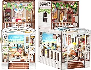 SpilayDIY本棚キット、DIYドールハウス本棚、本棚内蔵装飾、LEDライト付き本棚模型製作キット、手作りクラフト、誕生日プレゼント、クリスマス、バレンタインデーギフト (ハッピーモーメント)