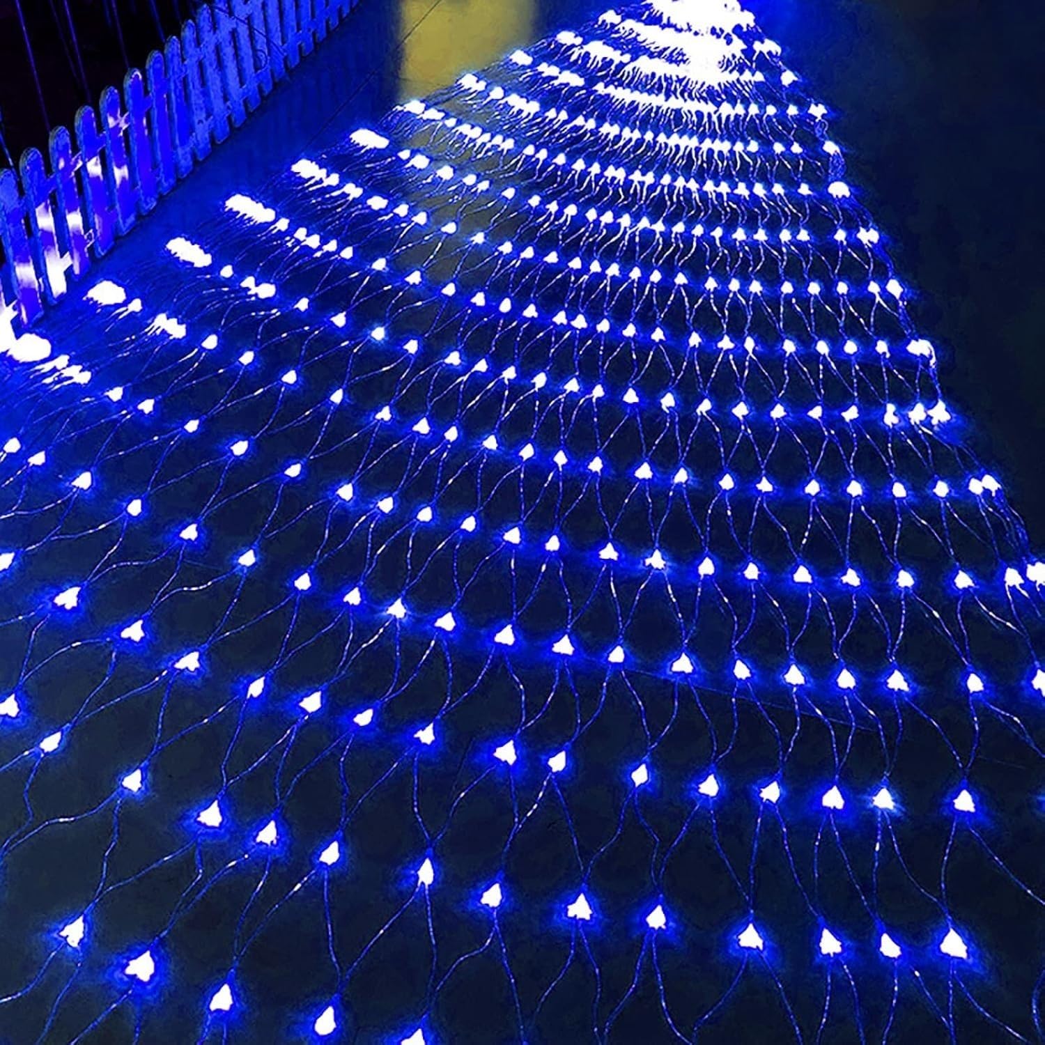 96 Diod LED 8 Trybów Siatka Świetlna Szerokokątna Kurtyna Na Choinkę, Bramę Tarasową, Przyjęcie Weselne(Blau,3m x 2m 200led)