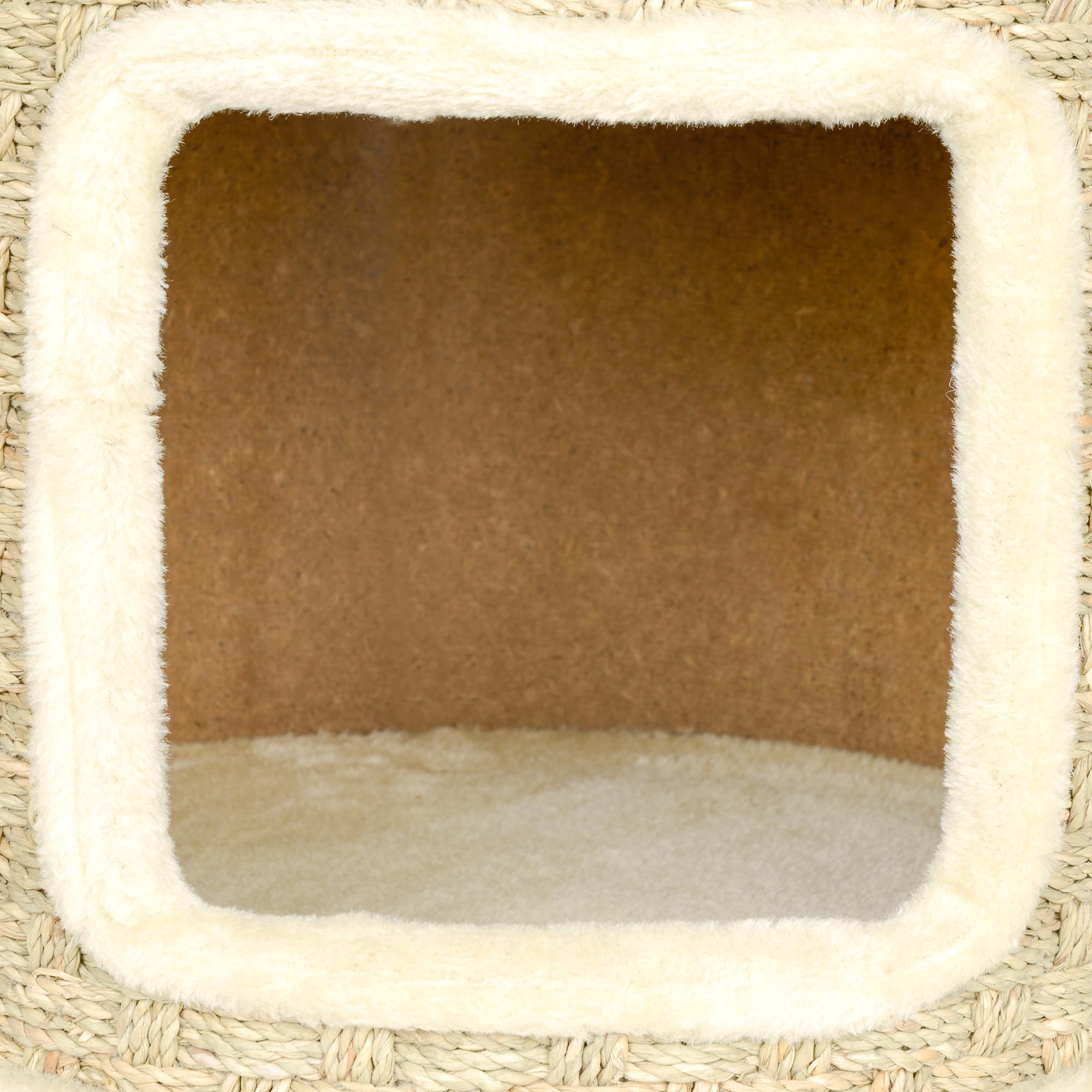 Fusto tiragraffi PawHut, fusto per gatti alto 37 cm, grotta per gatti con porta, casa per gatti, tiragraffi a 2 livelli, torre per gatti, letto per gatti in sisal, per gatti fino a 5 kg, kaki