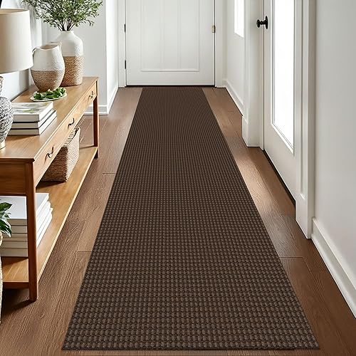 Vista 491 de EARTHALL - Tapete tejido lavable con parte trasera de goma, tapete trenzado de algodón antideslizante para interiores para entrada, pasillo, cocina