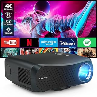 4K Smart Daylight Projector 5G WiFi Bluetooth,1000 ANSI/13000 Lumen Native 1080P Ultra HD Outdoor Movie Projector,Android Projector with Apps Keystone, Zoom, Home Cinema and Video Games,200” Display