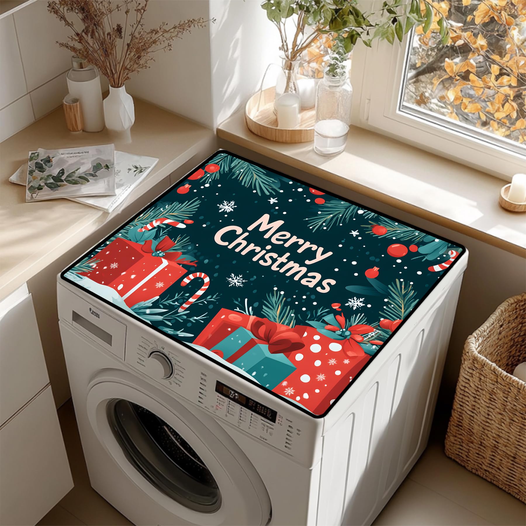 Washer Dryer Top Cover Mat, Non-Slip Dust-Proof Pad, 23.6"x19.7"
