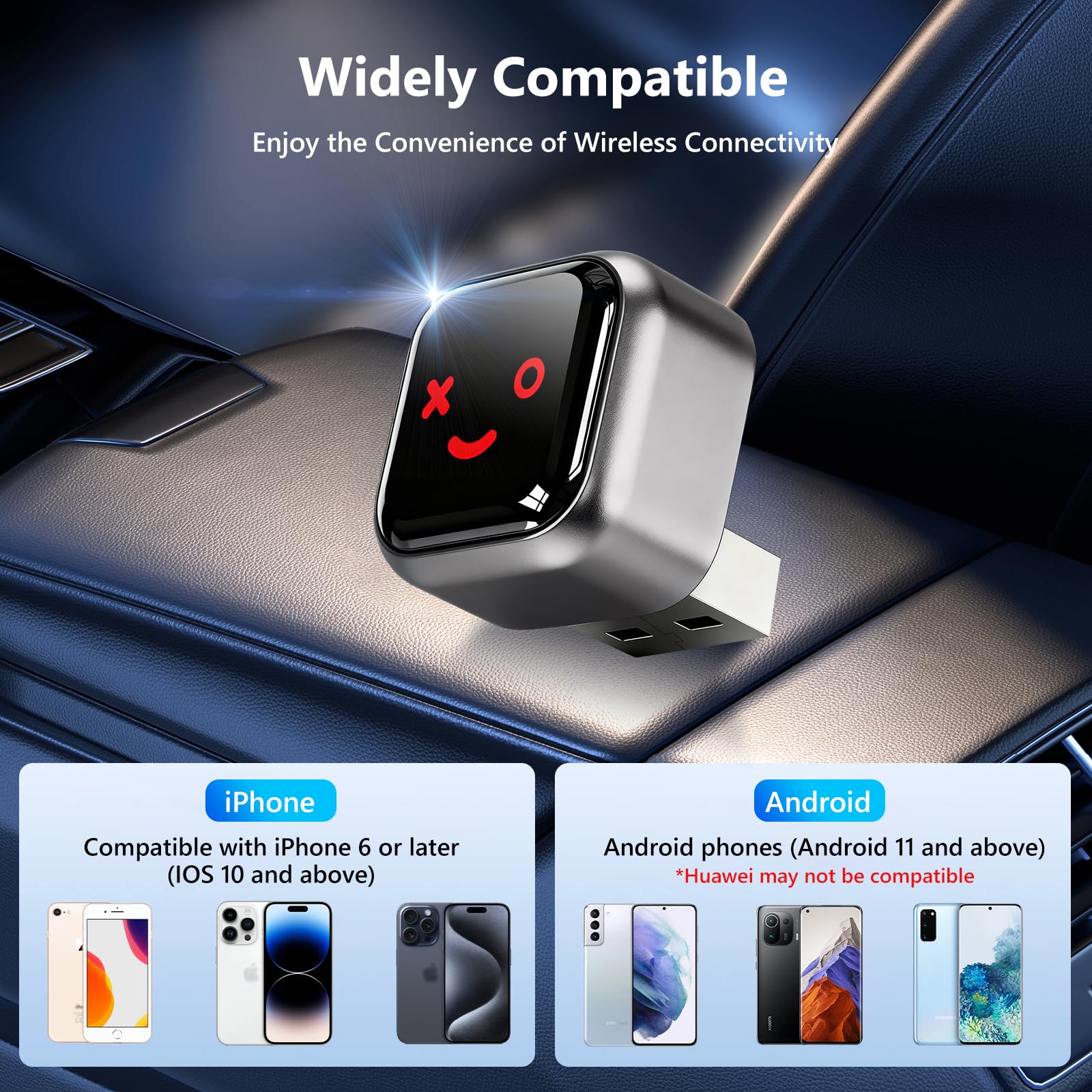 Senza Fili Adattatore 2-in-1 per CarPlay & Android Auto, Mini Adattatore dongle Carplay Wireless per Auto, Plug & Play Carplay USB/Type-C Compatibile con Phone iOS 10+ / Android 11+