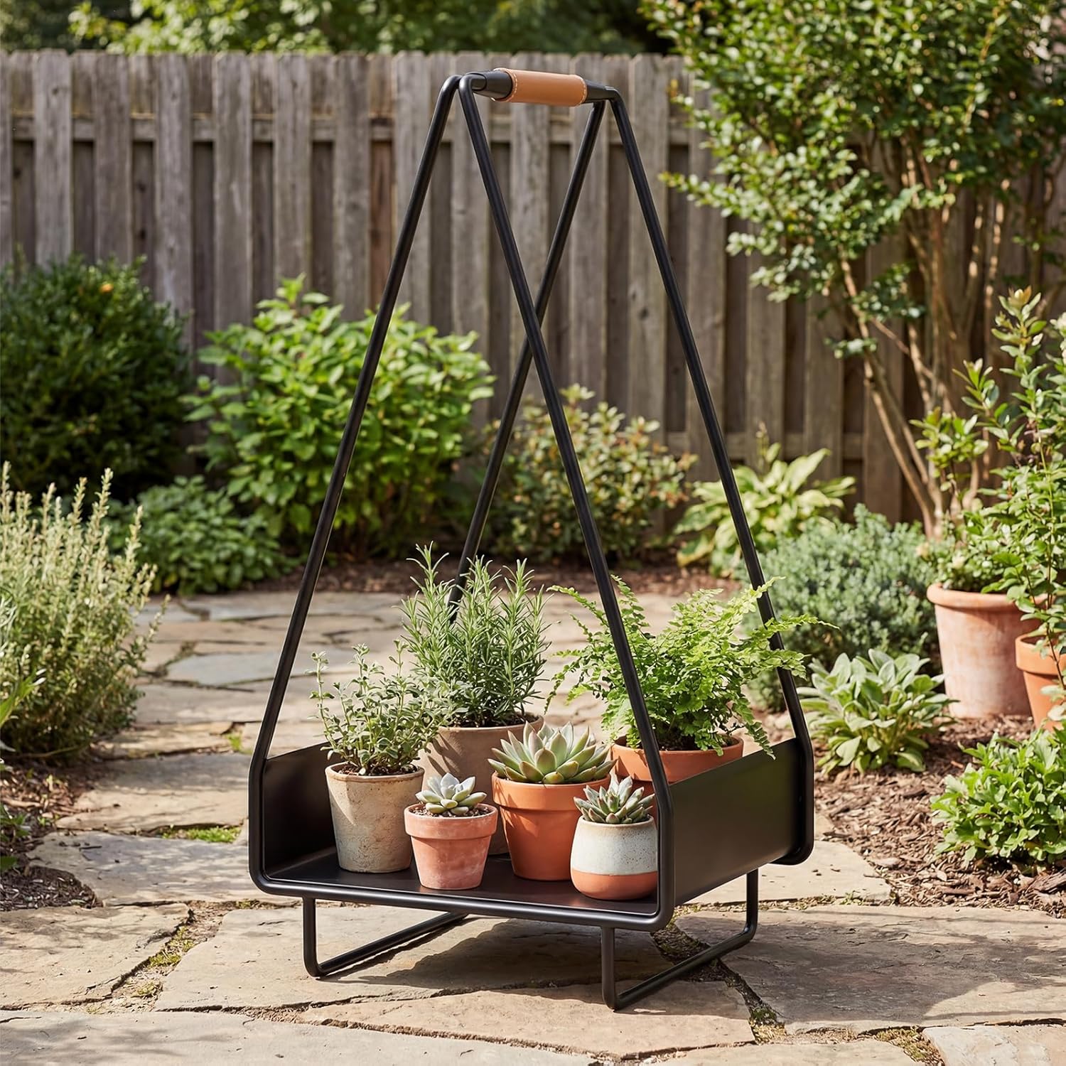 Tangkula Firewood Log Rack, Heavy-duty Metal Wood Holder Carrier with Handle & Elevate Stand, Indoor & Outdoor Fireplace Decoration Organizer for Pit, Stove, Campfire, No Assembly (12" x 12" x 24")