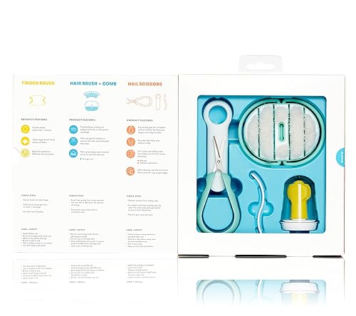 Miniatura 2 de FridaBaby El kit de aseo incluye cepillo para dedos con soporte de almacenamiento cepillo para el cabello con funda peine para peinar el cabello