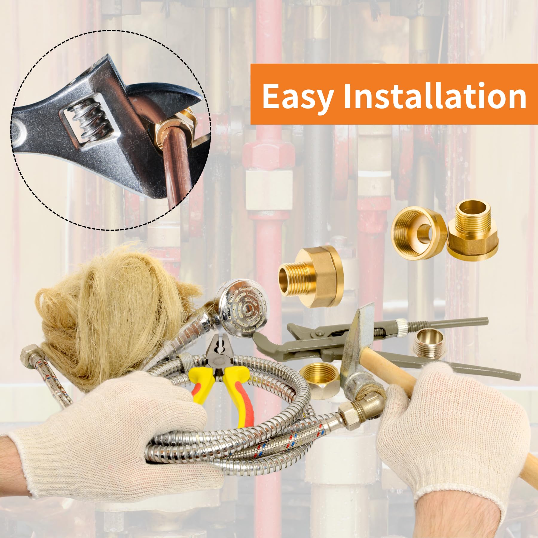Réduction G1/2" à G1" en laiton,2 pièces Rallonge de réduction G1/2" extérieur(Ø20,3mm) x G1" intérieur(Ø30,5mm),Mamelon à manchon réduit F/M avec joint en caoutchouc