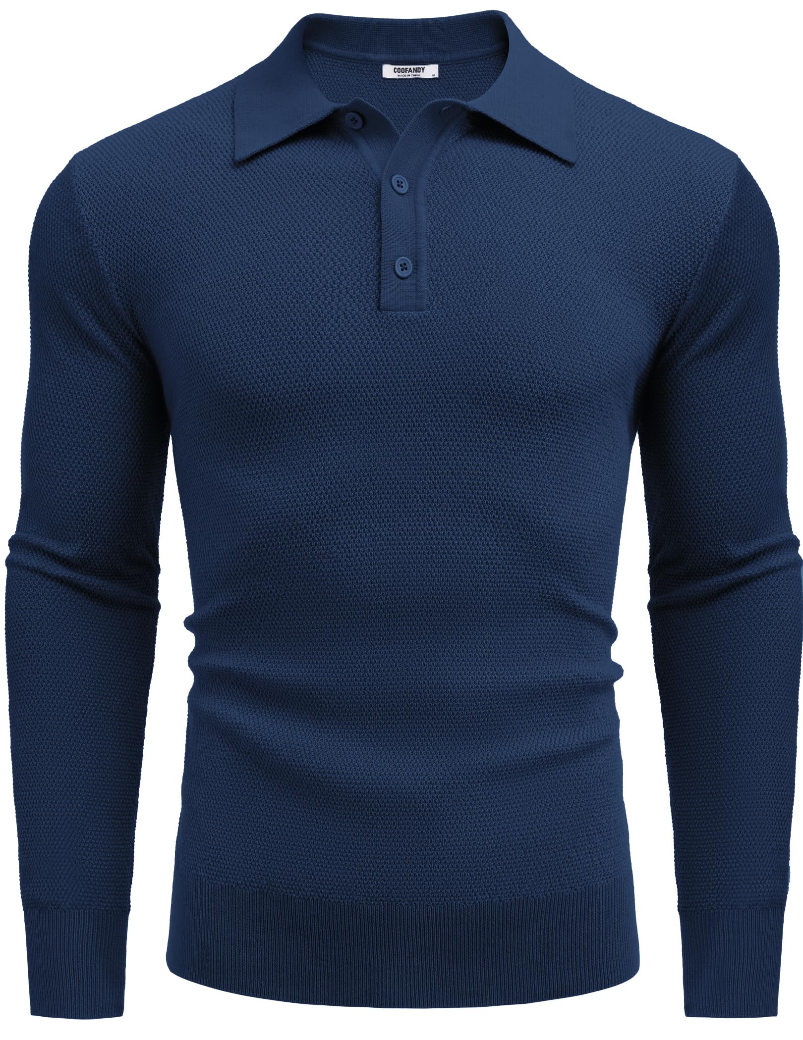 COOFANDY Polo da uomo a maniche lunghe casual maglione pullover