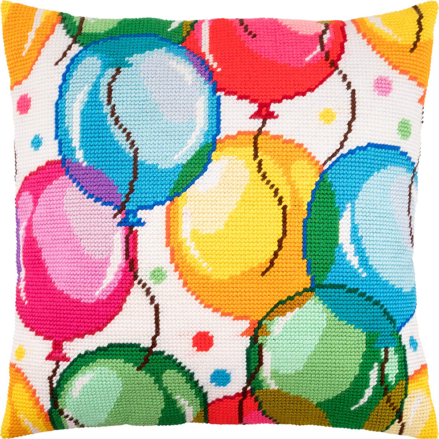 Brvsk Kids’ Room Embroidery Kit for Adults and Beginners — Fest 16??×?16? with Clear, Precise Printed Design on Cotton Canvas; Includes 2 Needles, Yarn, and Easy-Read Chart