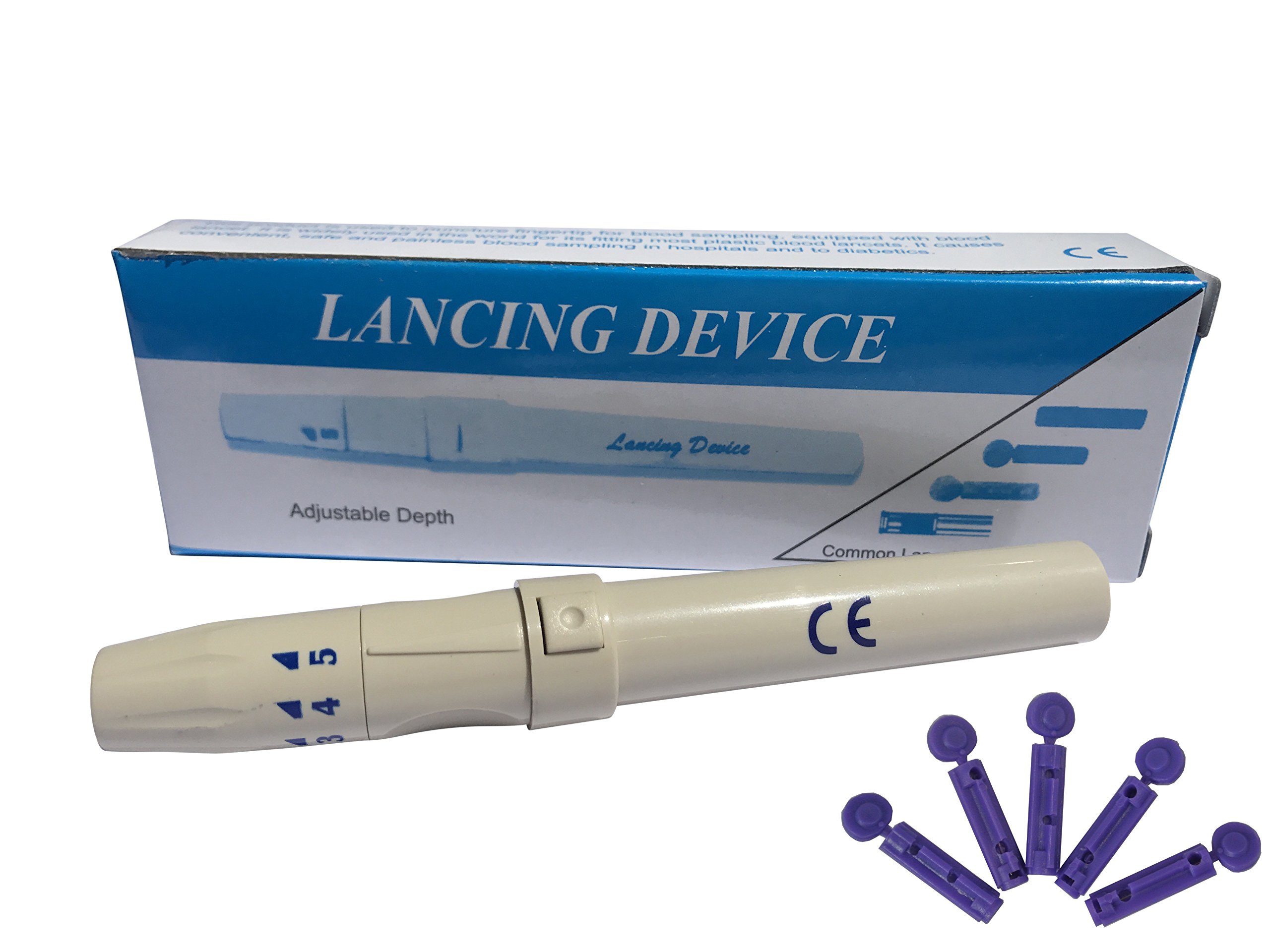 Lancing Device for Diabetes Blood Testing (No, I am not Diabetic, 2. Lancing Device + 100 Lancets)