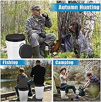 Vista 6 de Foxtune Asiento de cubo giratorio de 360 grados, tapa de cubo de 5 galones, cojín de asiento giratorio, silencioso, cómodo, resistente al agua