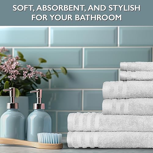 Vista 57 de Nine West Juego de toallas de 6 piezas, 100% algodón turco, secado rápido, altamente absorbente y cómodo, incluye 2 toallas de baño, 2 toallas