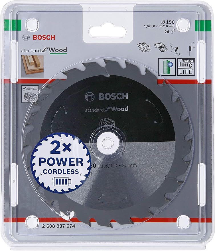 Bosch Professional Circular Saw Blade Standard (for Wood, 150 x 20 x 1.6 mm, 24 teeth