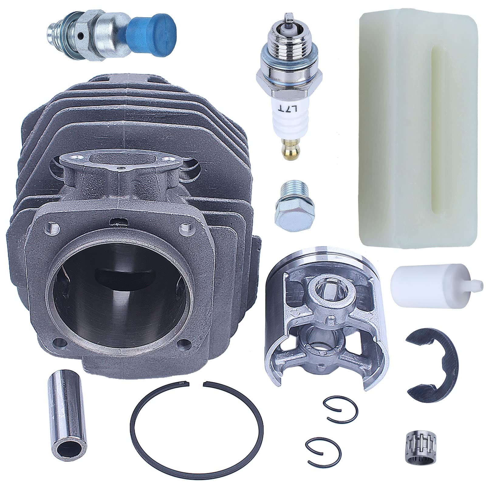 IWBR Kit de carburador de cojinete de pistón de cilindro de 45mm apto for Husqvarna 154 254 154XP 254XP pieza de motosierra bujía filtro de combustible de descompresión