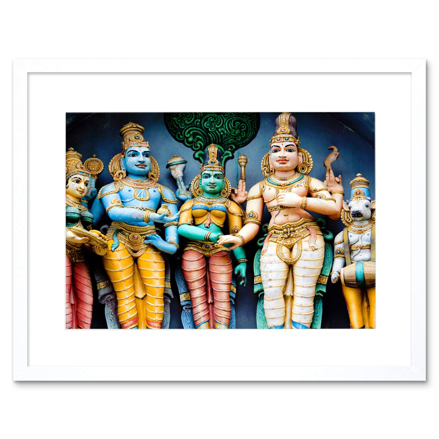 Wee Blue Coo Hindu Deities Tamil Nadu India Statue God Framed Wall Art Print
