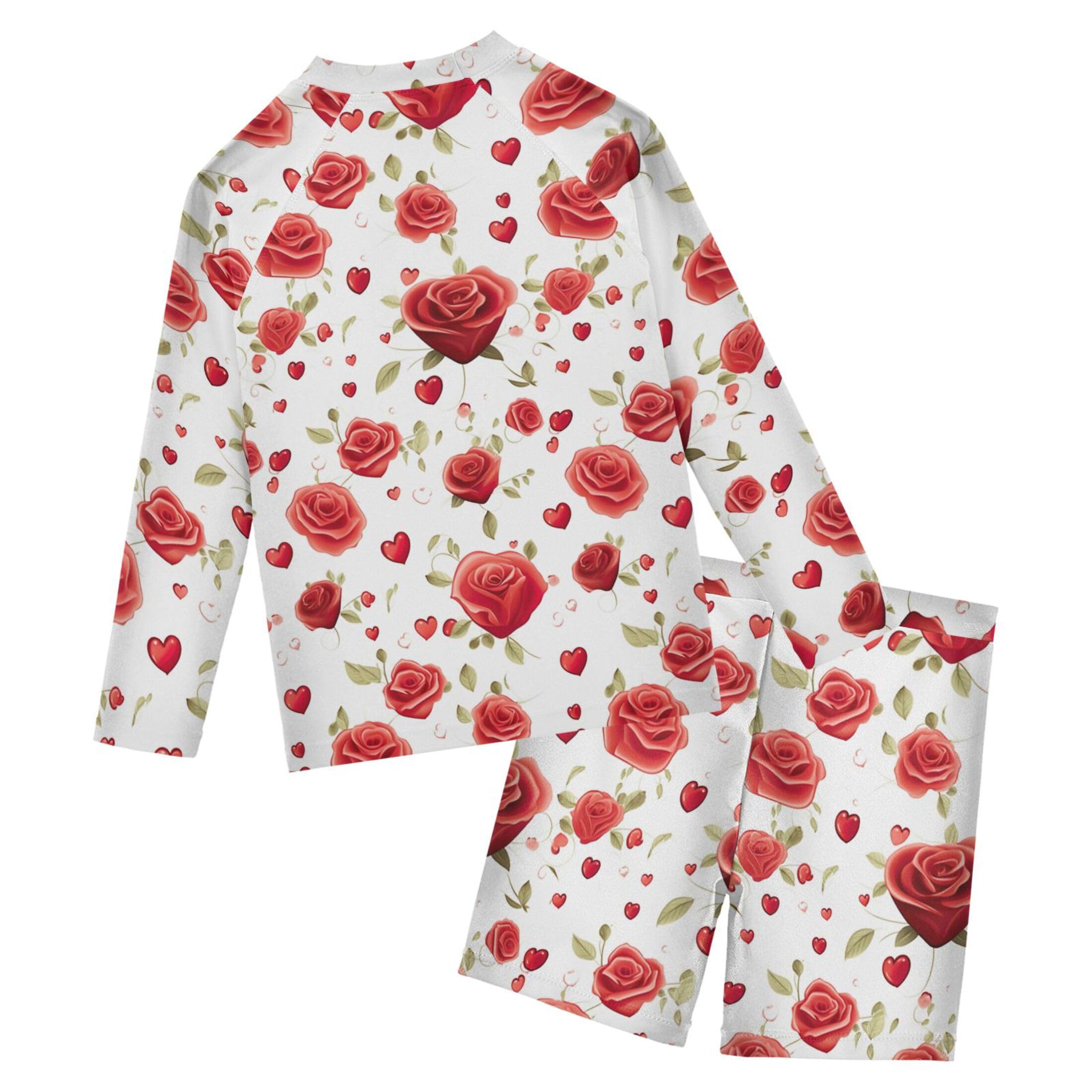 Rose Flowers Baby Boys' Toddler Long Sleeved Rashguard Swim Bathing Suit Set B0402840
