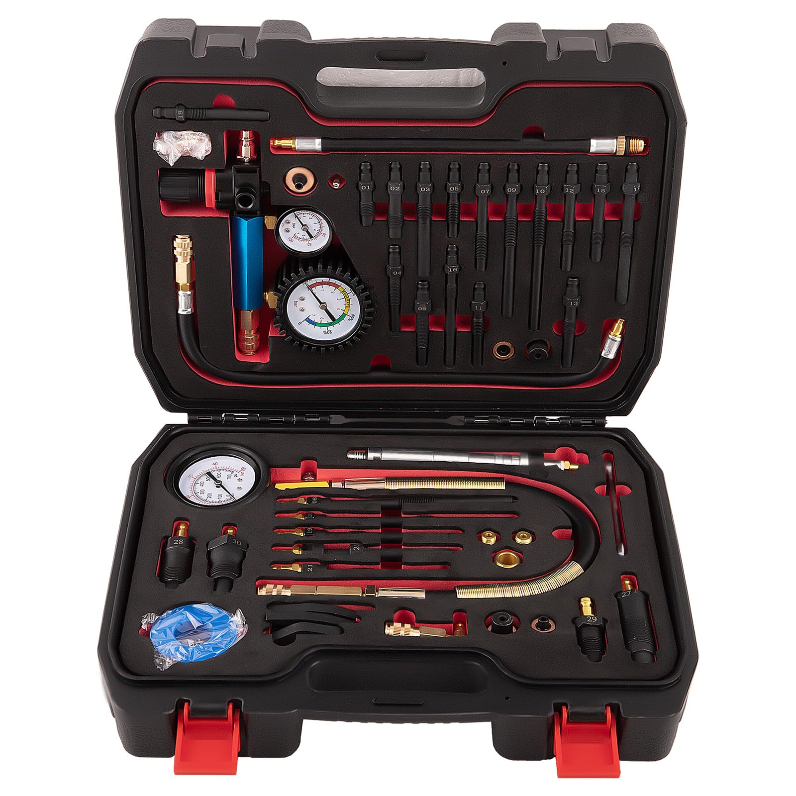 maXpeedingrods Testeur de compression 46pièces pour moteurs à essence 50Bar | et diesel pour voitures et camions, Testeur de perte de pression avec moteurs diesel et essence, 50 bar M10 M.12 M14 M.18