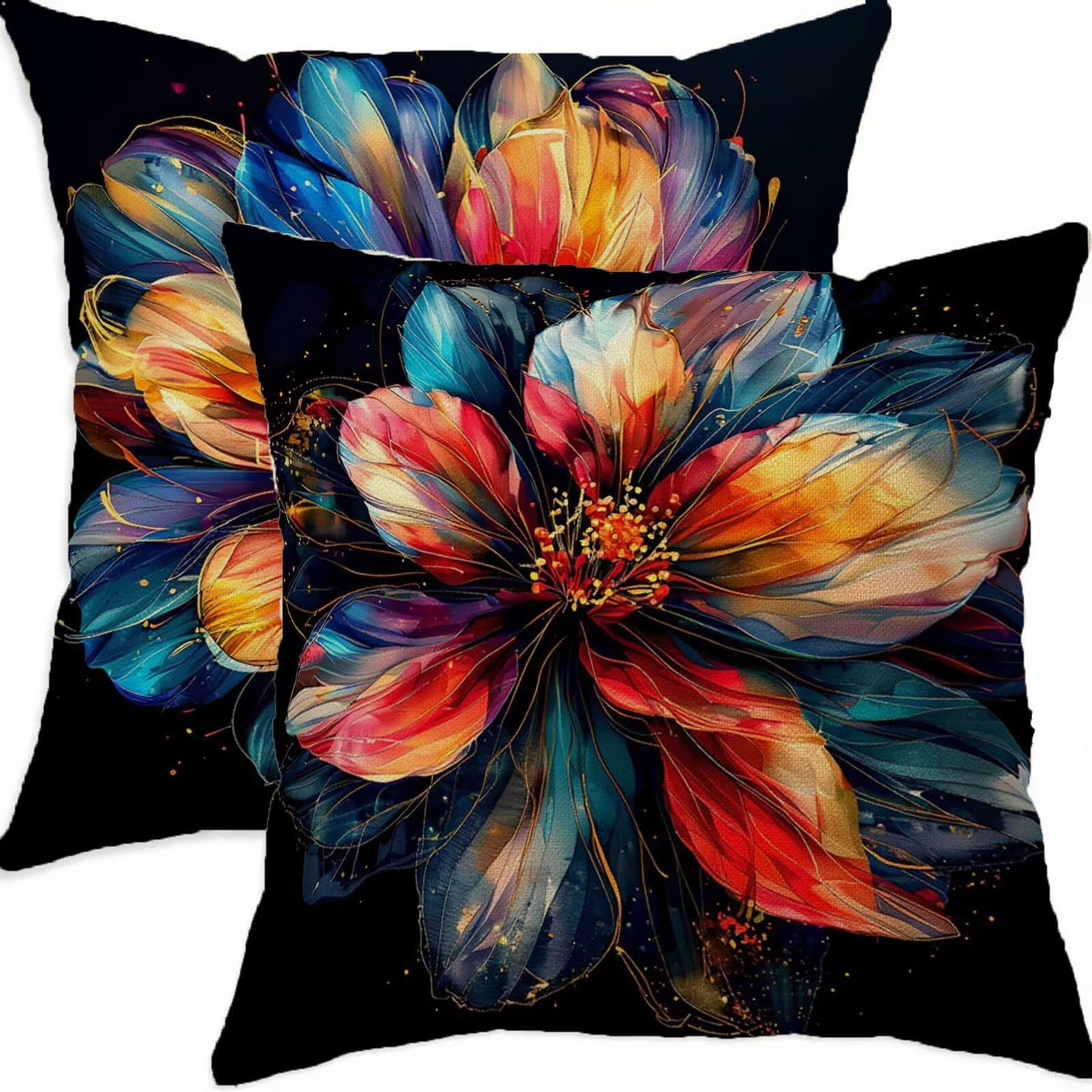 Lot de 2 housse coussin 75x75cm coloré en lin carré pour décorer le canapé du salon