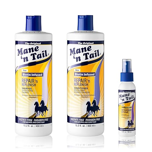Mane 'n Tail Sistema de limpieza y reposición suave sin sulfato para rizos de cabello natural y rizado fórmula vegana (15.2 juegos con desenredante) disponible en Yaxa Peru