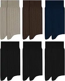 Kit 6 Pares de Meia Social Algodão Canelado Mash Masculina