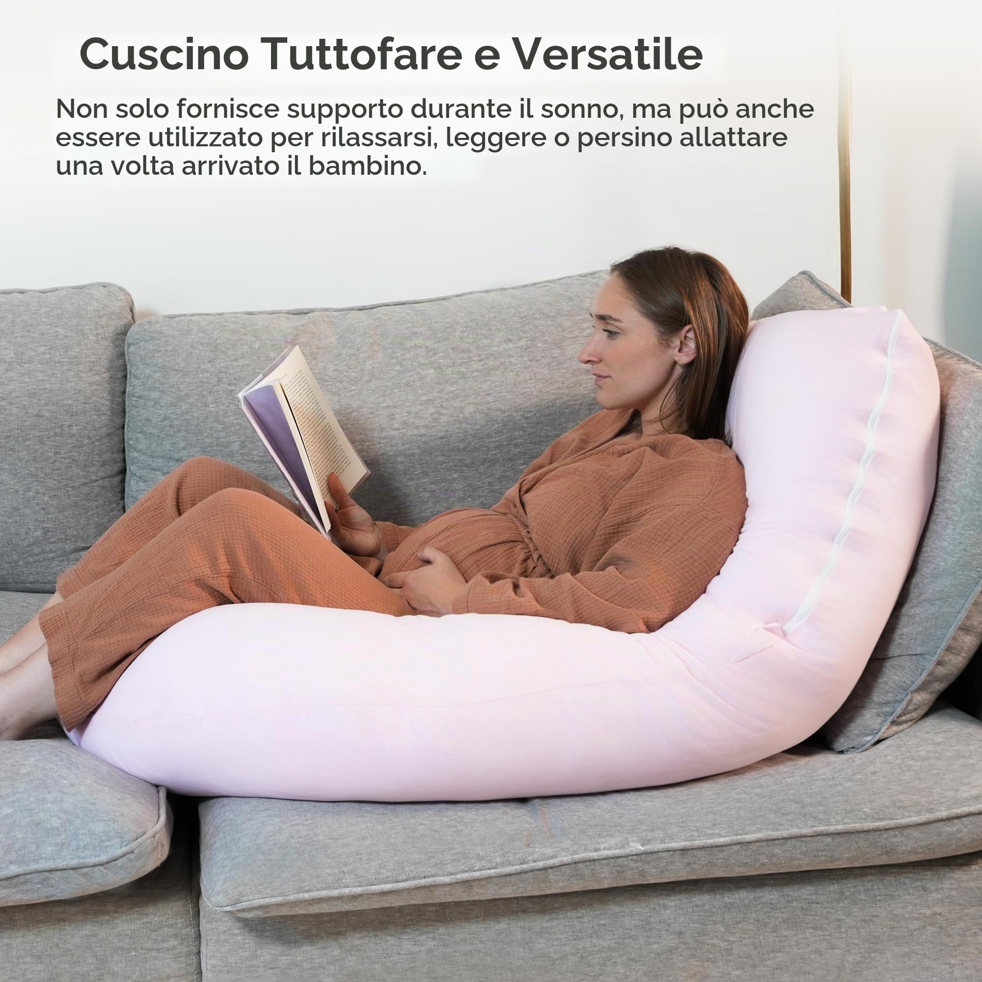 Cuscino Gravidanza con Copertura Cotone Rimovibile | Cuscino Maternità U,Supporto Totale Corpo per Dormire Senza Dolori,Cuscino per L'allattamento,Cuscino di Posizionamento