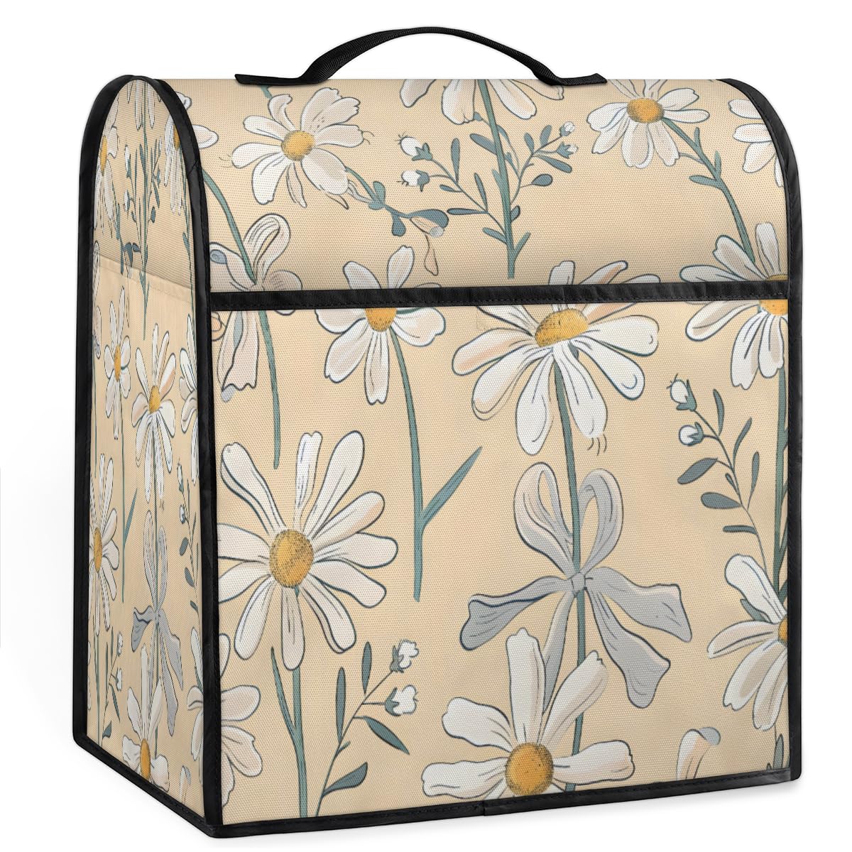 Coffee Maker Cover Cute Daisy Floral Kitchen Appliance Covers Small Appliance Covers Blender Cover Juicer Cover Dust Covers for Kitchen Appliances with Top Handle and Pockets,Washable,B470