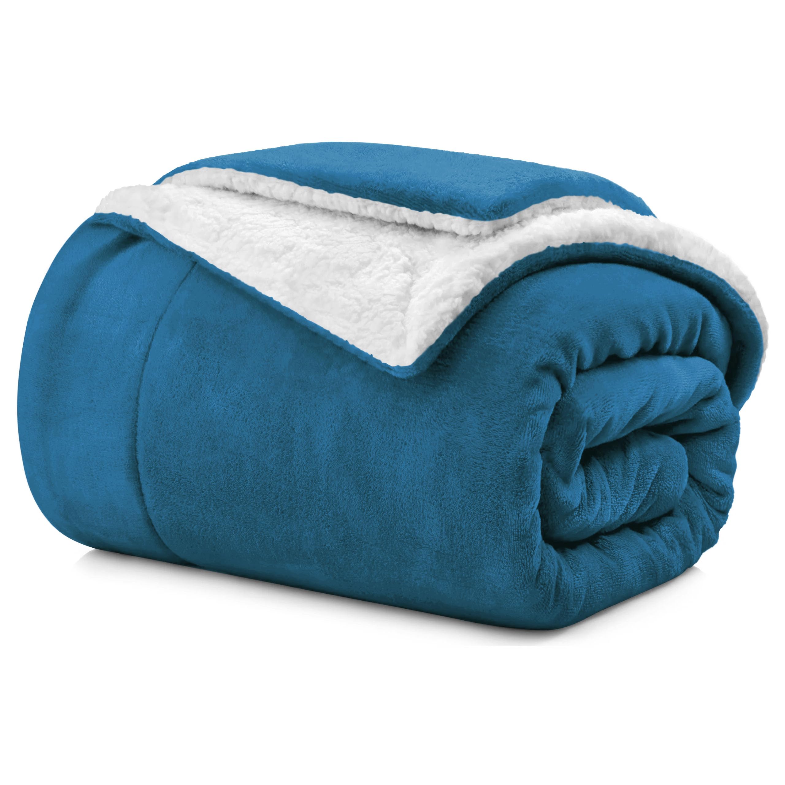 Aspire Homeware Sherpa Fleece Blanket Reversible Plush Soft Fluffy Fleece Blankets Thick Bed Throws Microfiber Throw for Sofa (Teal, Double (150 x 200 cm))
