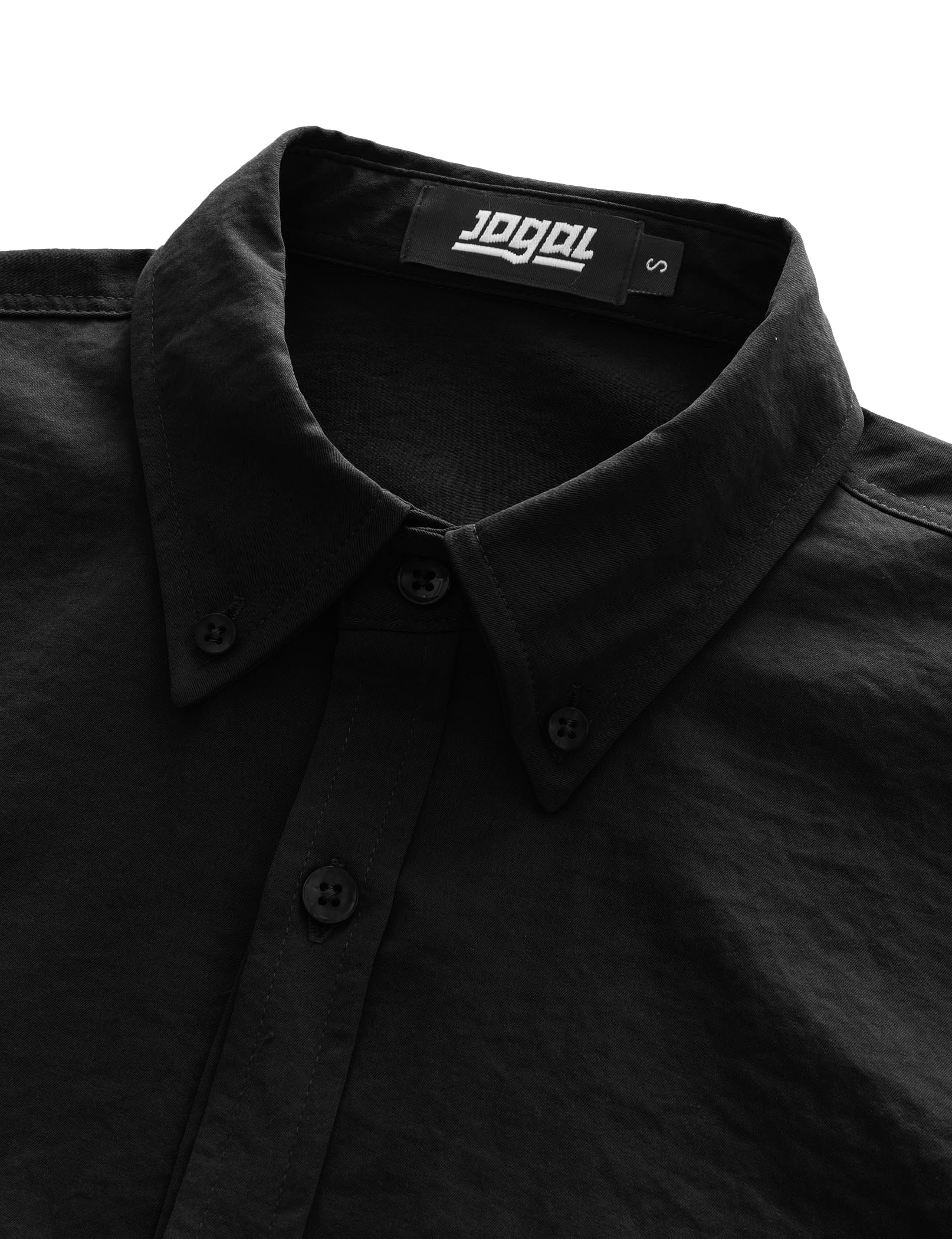 JOGAL Camisa de manga corta con botones para hombre, ajuste regular, camisa de trabajo con botones y dos bolsillos